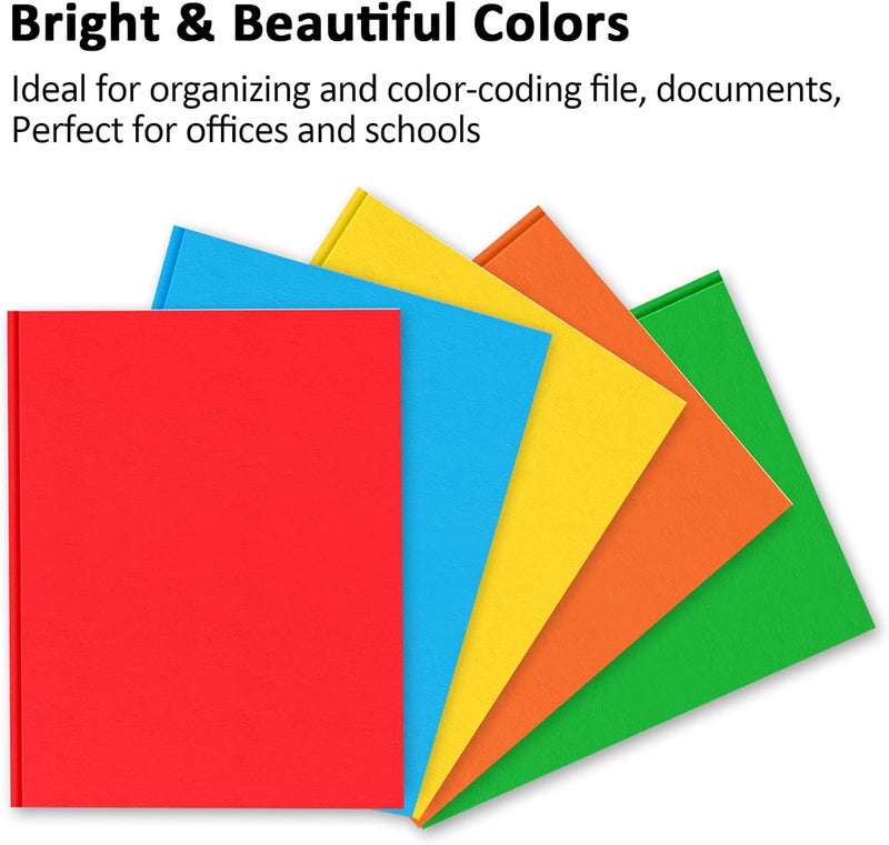 FUCDTEFC 2 Pocket Folders with Prongs, 5 Pack Paper Folders with Pockets and Prongs, File Folders with Fasteners, Heavy Duty Two Pocket 3 Prong Folders for Office School Letter Size, 5 Bright Color - Image 3